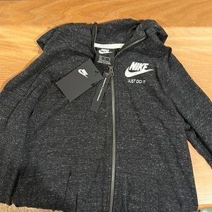 Nike Girls Heathered Black Zip up Sweatshirt Size XL NEW WITH TAGS